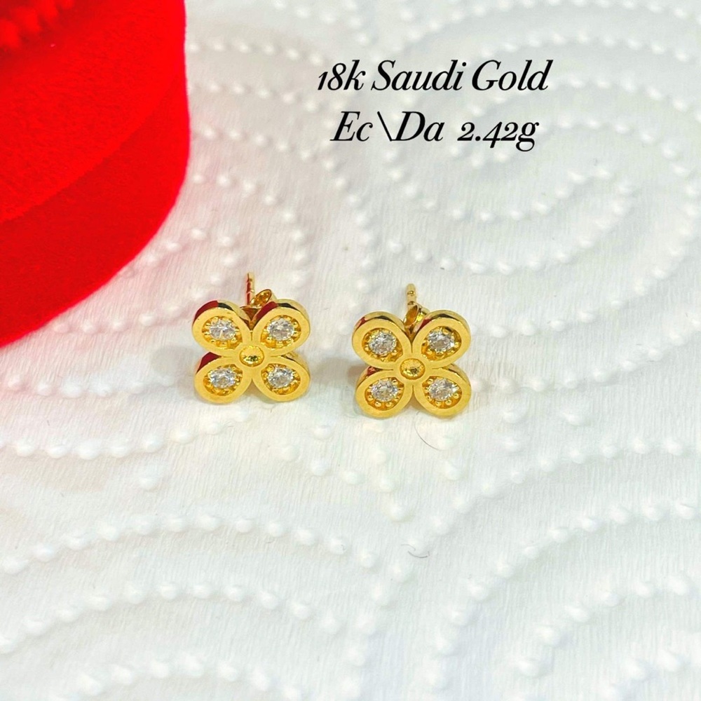 18k Solid Gold Flower Earrings